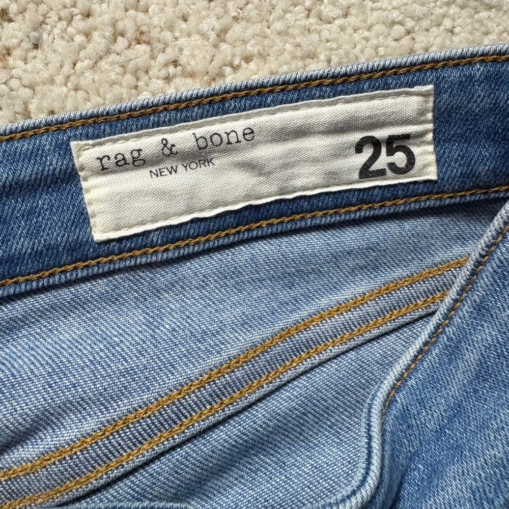 Rag Bone Mid Rise Ankle Skinny Jeans‎ Blue Frayed Raw Hem Size 25 - Picture 4 of 9
